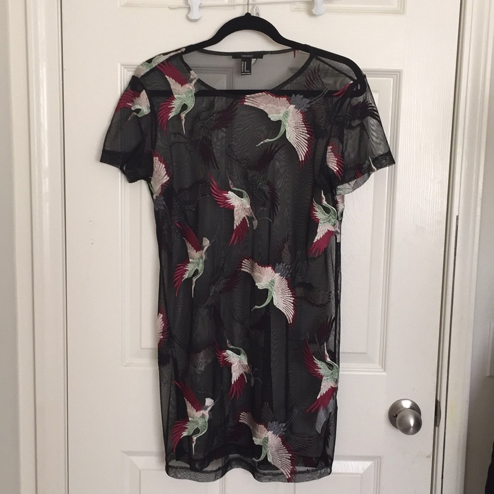 Black sheer crane dress